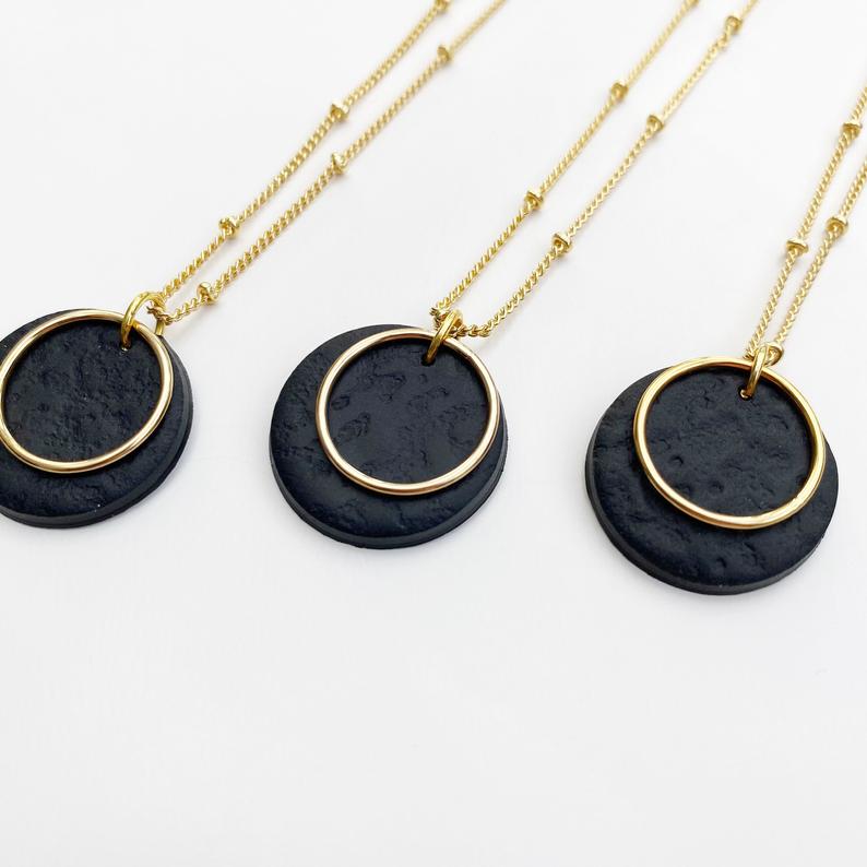 Clay Textured Disc Necklace