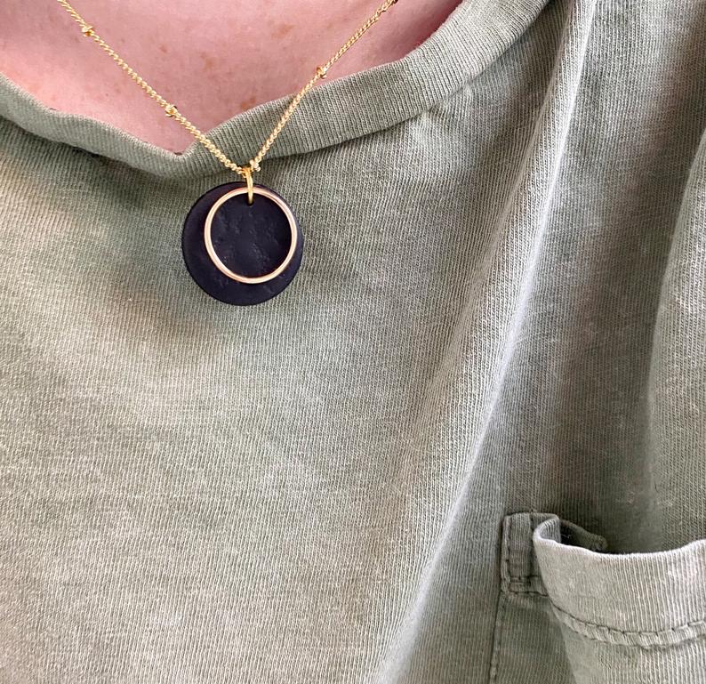 Clay Textured Disc Necklace