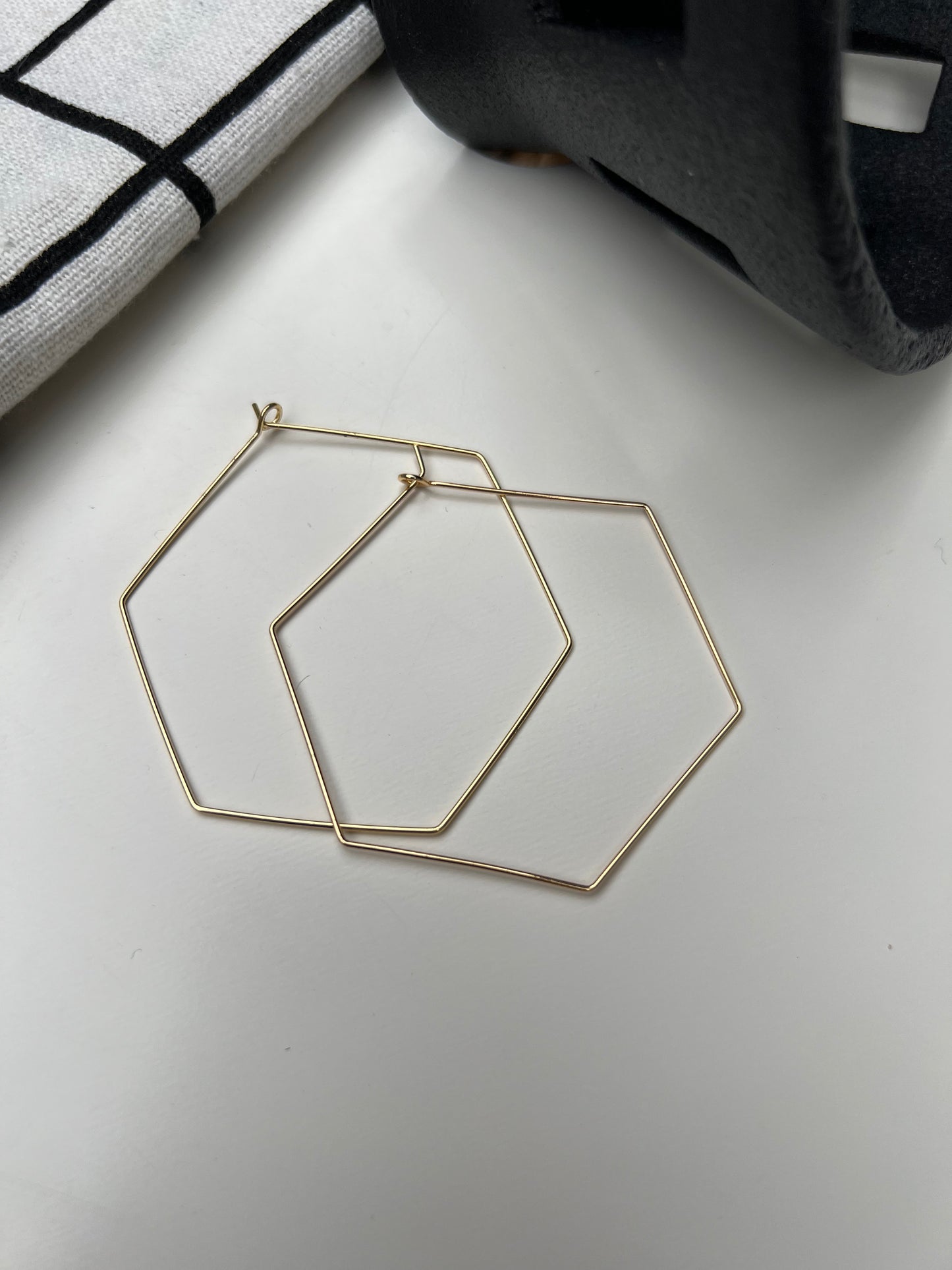 Large Hexagon Hoop Earrings