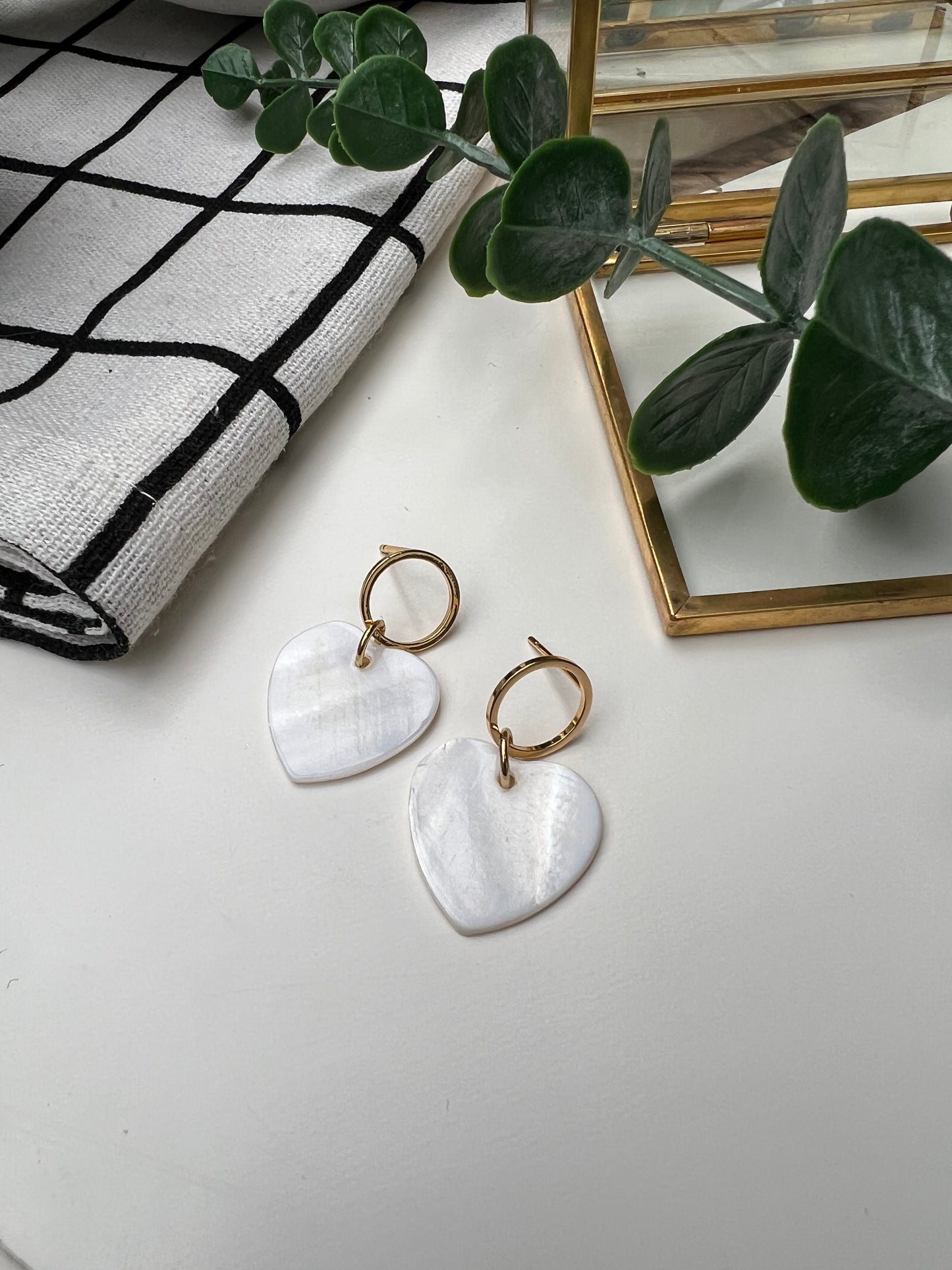 Mother of Pearl Heart Studs