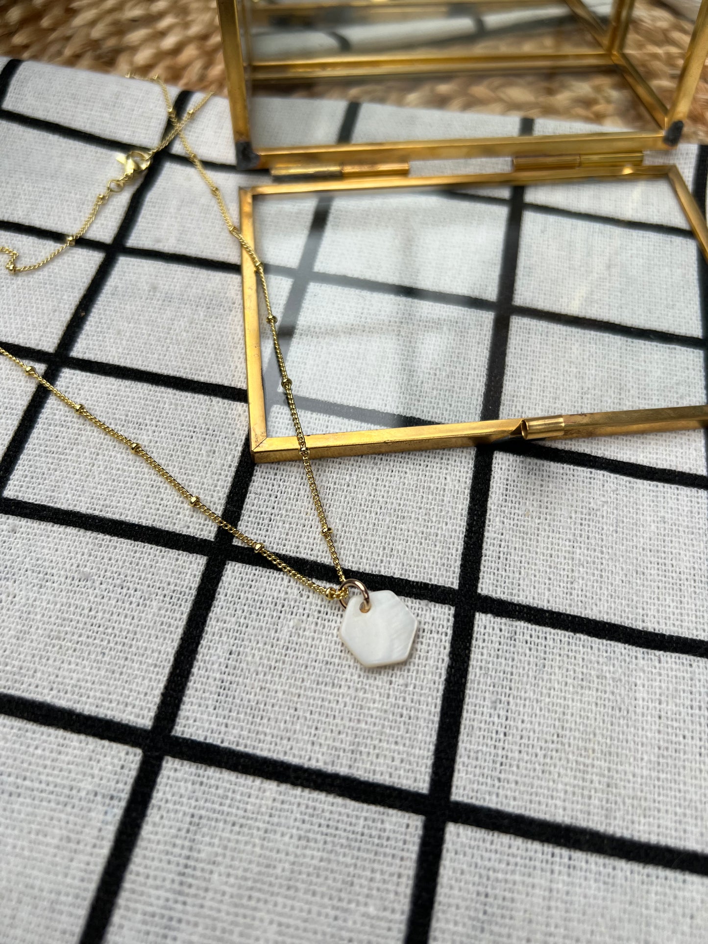 Mother of Pearl Hexagon Necklace