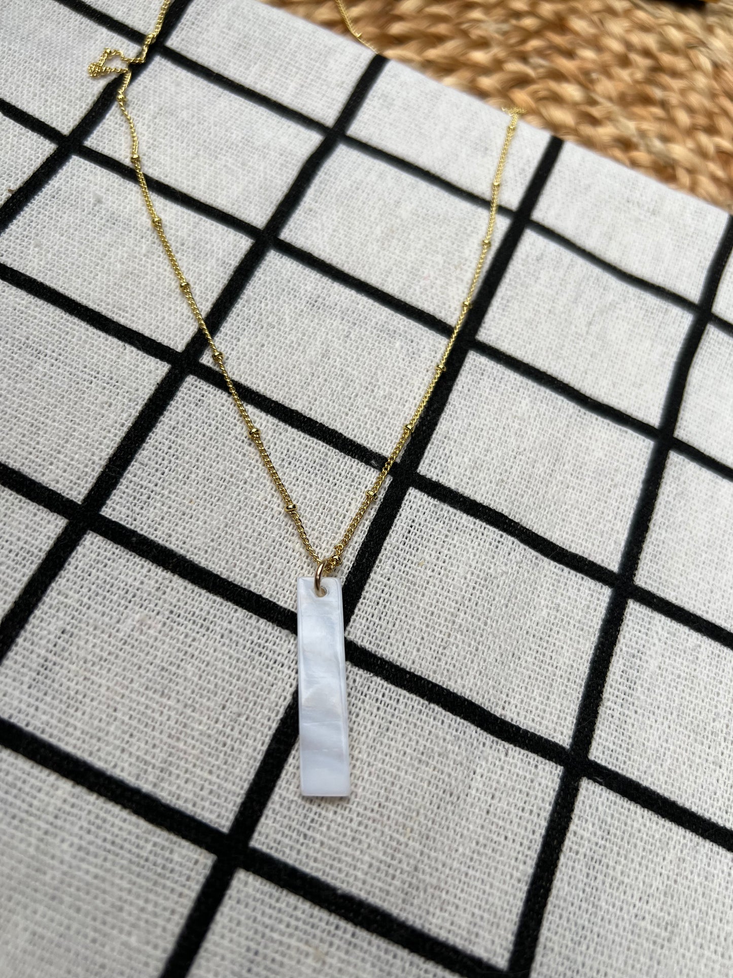Mother of Pearl Rectangle Necklace