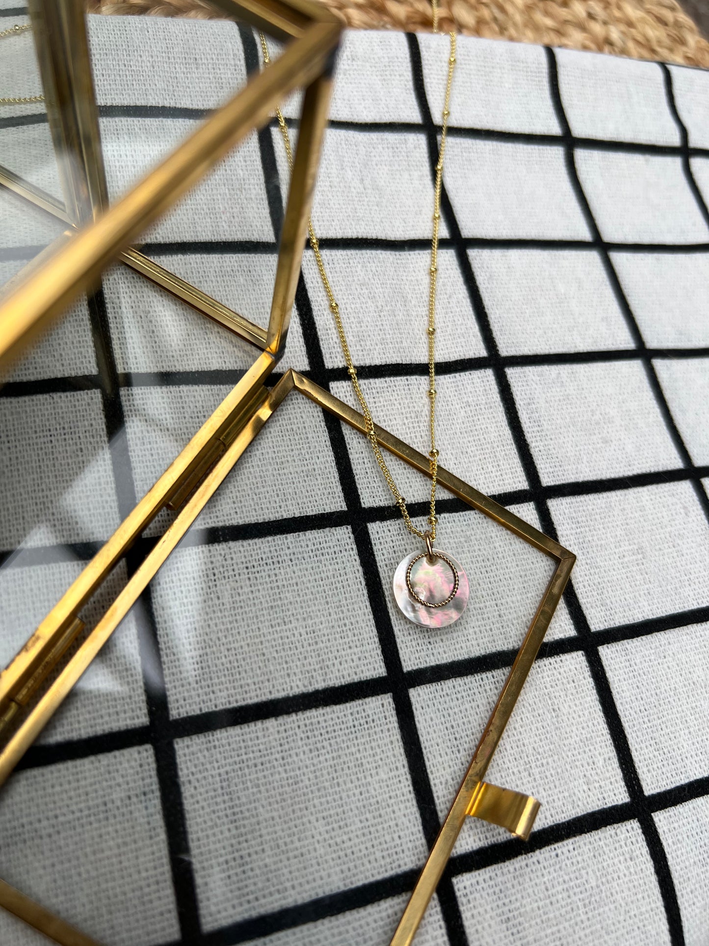 Black Mother of Pearl Disc Necklace