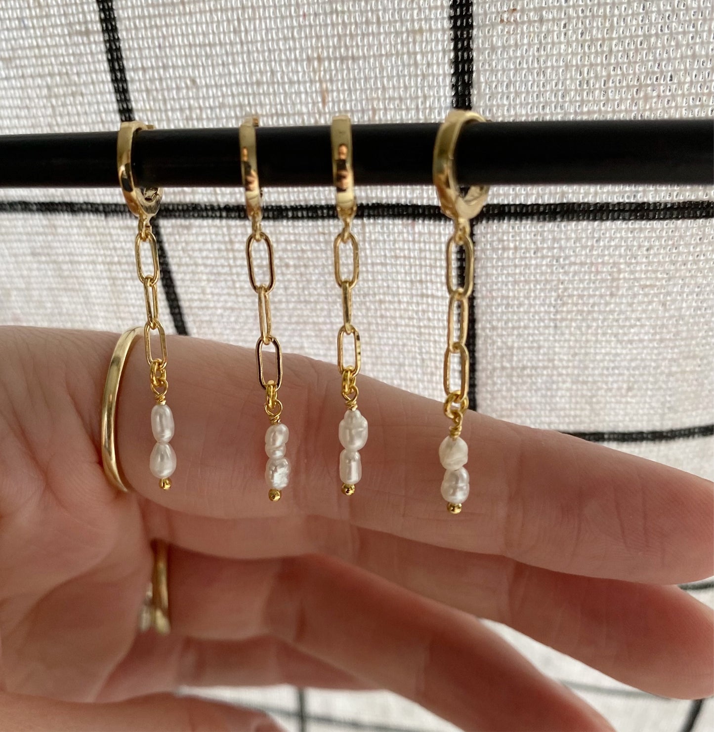 Dainty Pearl Huggee Hoops