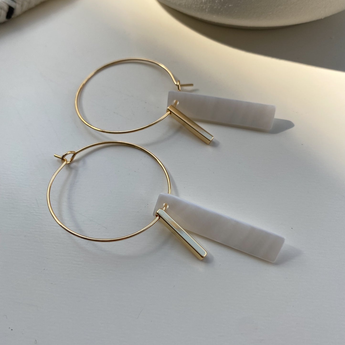 Mother of Pearl Rectangle Hoops