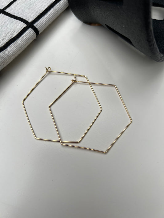 Large Hexagon Hoop Earrings
